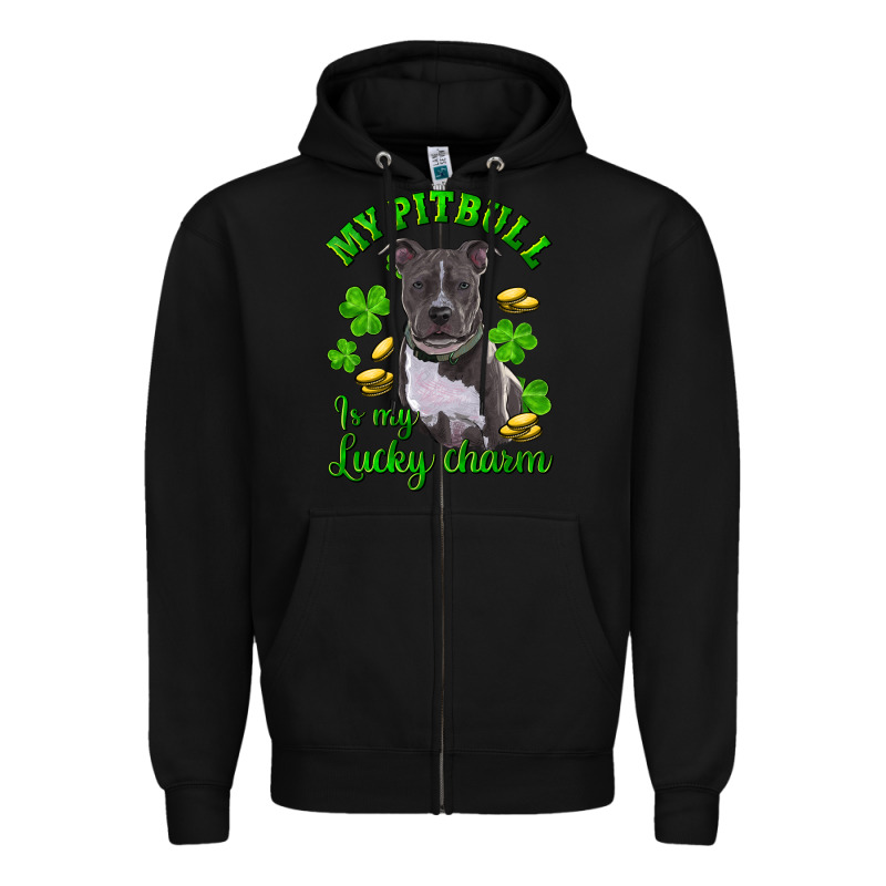 St Patricks Day My Pitbuli My Lucky Charm Zipper Hoodie by RanaPortraitStore | Teevron