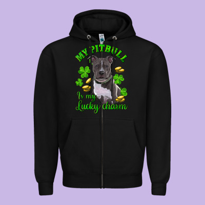 St Patricks Day My Pitbuli My Lucky Charm Zipper Hoodie Designed By Ranaportraitstore