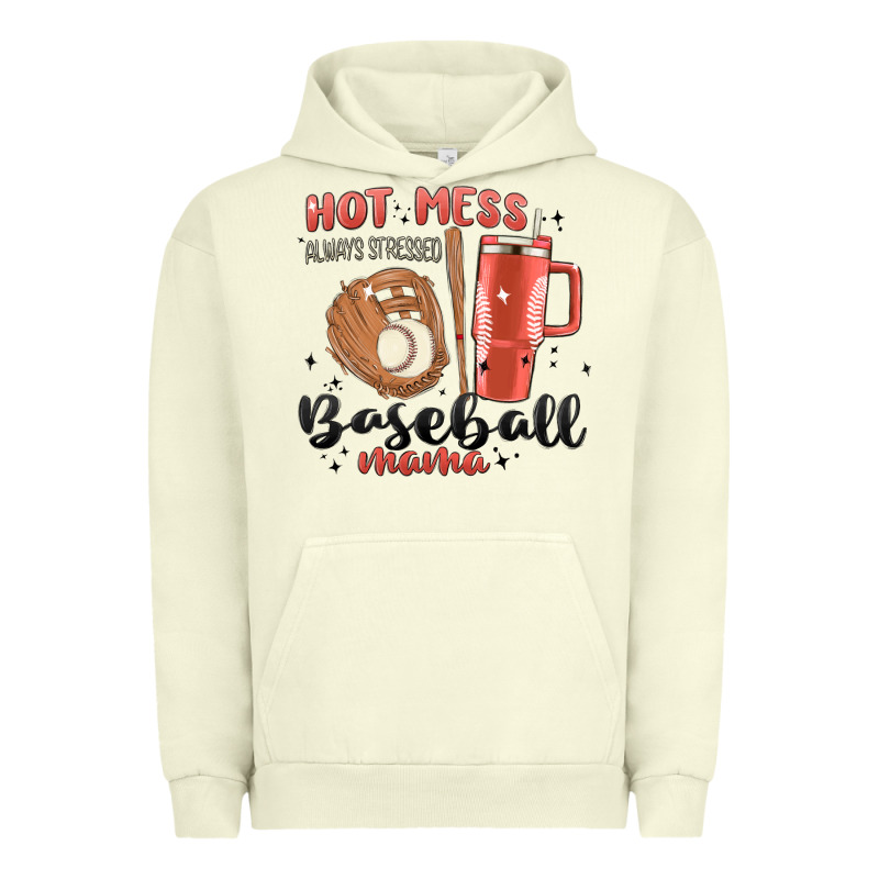 Hot Mess Always Stressed Baseball Mama Stanley Cup Urban Hoodie by MaliasSmallBusiness | Teevron