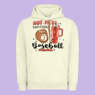 Hot Mess Always Stressed Baseball Mama Stanley Cup Urban Hoodie Designed By Maliassmallbusiness