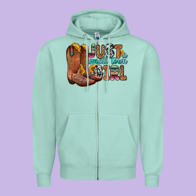 Just A Small Town Girl Zipper Hoodie Designed By Zillion Design Studio
