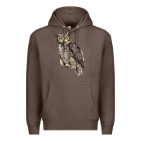 Coffee Great Horned Owl Premium Hoodie - LillyAllenDesigns