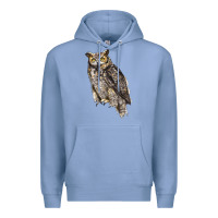 Colony Blue Great Horned Owl Premium Hoodie - LillyAllenDesigns