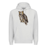 Dove Grey Great Horned Owl Premium Hoodie - LillyAllenDesigns