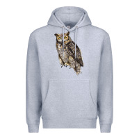 Heather Grey Great Horned Owl Premium Hoodie - LillyAllenDesigns