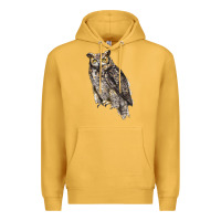 Mustard Great Horned Owl Premium Hoodie - LillyAllenDesigns