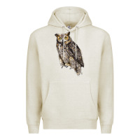 Oatmeal Heather Great Horned Owl Premium Hoodie - LillyAllenDesigns