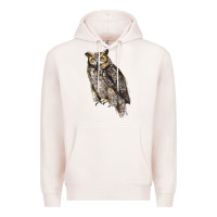 Pale Pink Great Horned Owl Premium Hoodie - LillyAllenDesigns
