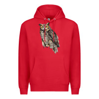 Red Great Horned Owl Premium Hoodie - LillyAllenDesigns