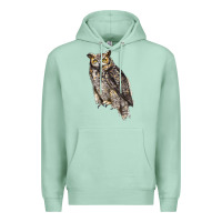 Seafoam Great Horned Owl Premium Hoodie - LillyAllenDesigns