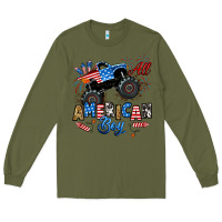 Army Green fourth of july monster truck all american boy Long Sleeve Tee - RanaPortraitStore