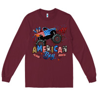Burgundy fourth of july monster truck all american boy Long Sleeve Tee - RanaPortraitStore