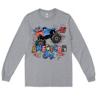 Heather Grey fourth of july monster truck all american boy Long Sleeve Tee - RanaPortraitStore