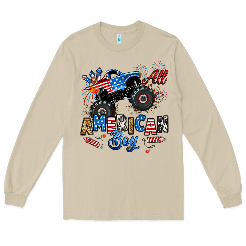 Fourth Of July Monster Truck All American Boy Long Sleeve Tee by RanaPortraitStore | Teevron