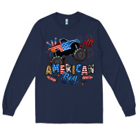 Navy fourth of july monster truck all american boy Long Sleeve Tee - RanaPortraitStore