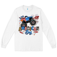White fourth of july monster truck all american boy Long Sleeve Tee - RanaPortraitStore