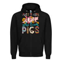 Black just a girl who loves pigs Zipper Hoodie - Zillion Design Studio