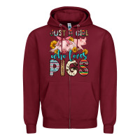 Burgundy just a girl who loves pigs Zipper Hoodie - Zillion Design Studio