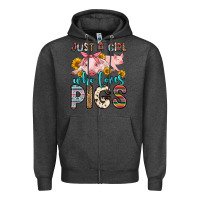 Charcoal Heather just a girl who loves pigs Zipper Hoodie - Zillion Design Studio