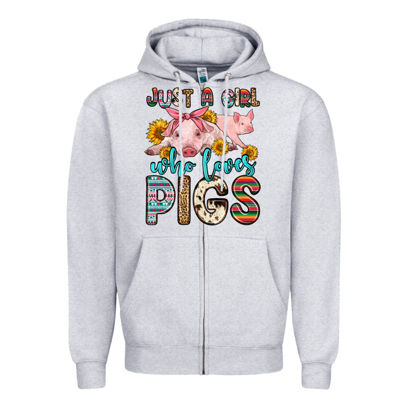 Just A Girl Who Loves Pigs Zipper Hoodie by Zillion Design Studio | Teevron