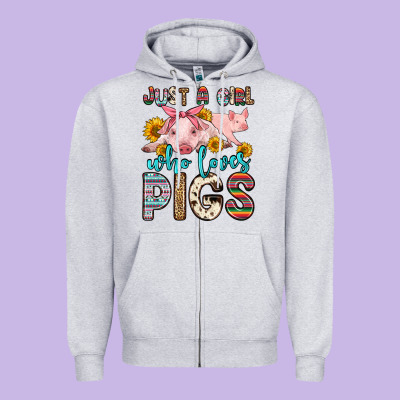 Just A Girl Who Loves Pigs Zipper Hoodie Designed By Zillion Design Studio
