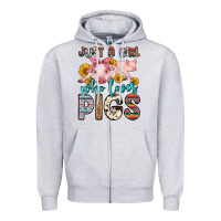 Heather Grey just a girl who loves pigs Zipper Hoodie - Zillion Design Studio