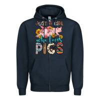 Navy just a girl who loves pigs Zipper Hoodie - Zillion Design Studio