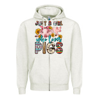 Oatmeal Heather just a girl who loves pigs Zipper Hoodie - Zillion Design Studio