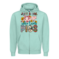 Seafoam just a girl who loves pigs Zipper Hoodie - Zillion Design Studio