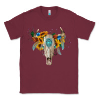 Burgundy boho bull skull Classic Tee - BarkalooDesign