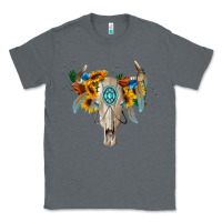 Charcoal Heather boho bull skull Classic Tee - BarkalooDesign