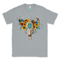 Heather Grey boho bull skull Classic Tee - BarkalooDesign
