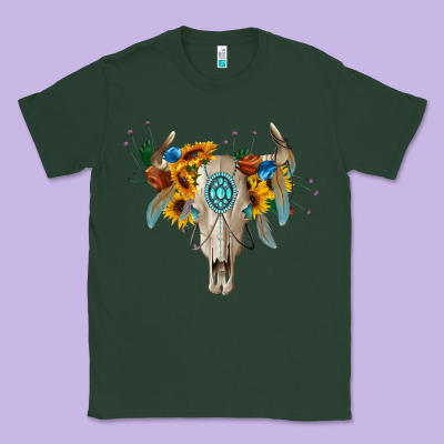 Boho Bull Skull Classic Tee Designed By Barkaloodesign