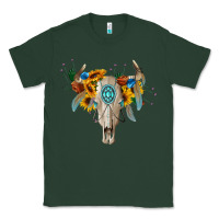 Sports Green boho bull skull Classic Tee - BarkalooDesign