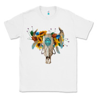 White boho bull skull Classic Tee - BarkalooDesign