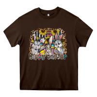 Chocolate Brown Happy Easter Heavy Core Tee - CowhideDigitalArt