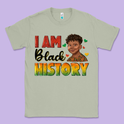 Classic Tee i am black history with afro black boy