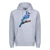 Heather Grey Blue Jay Bird Premium Hoodie - LillyAllenDesigns