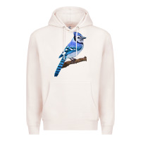 Pale Pink Blue Jay Bird Premium Hoodie - LillyAllenDesigns