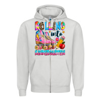 Dove Grey rolling into kindergarten grade Zipper Hoodie - texasbilliewilder