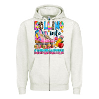 Oatmeal Heather rolling into kindergarten grade Zipper Hoodie - texasbilliewilder