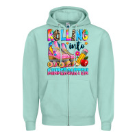 Seafoam rolling into kindergarten grade Zipper Hoodie - texasbilliewilder