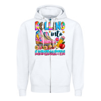 White rolling into kindergarten grade Zipper Hoodie - texasbilliewilder