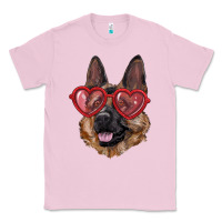 Bubblegum Pink German shepherd with love glasses Classic Tee - RanaPortraitStore
