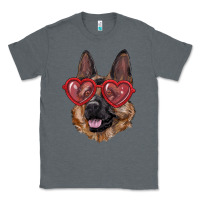 Charcoal Heather German shepherd with love glasses Classic Tee - RanaPortraitStore
