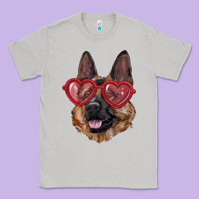 German Shepherd With Love Glasses Classic Tee Designed By Ranaportraitstore