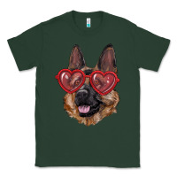 Sports Green German shepherd with love glasses Classic Tee - RanaPortraitStore