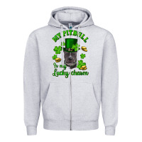 Heather Grey st patricks day my pitbuli my lucky charm with hat Zipper Hoodie - RanaPortraitStore