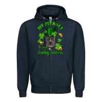 Navy st patricks day my pitbuli my lucky charm with hat Zipper Hoodie - RanaPortraitStore