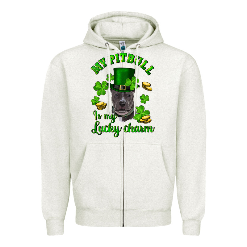 St Patricks Day My Pitbuli My Lucky Charm With Hat Zipper Hoodie by RanaPortraitStore | Teevron